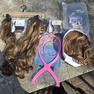 Luxury Brown Clip-In Ponytail Extensions & Wig Accessory Kit